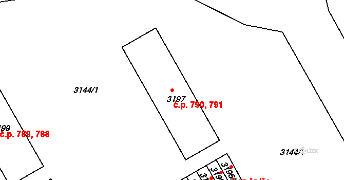 Lyžbice 790,791, Třinec na parcele st. 3197 v KÚ Lyžbice, Katastrální mapa