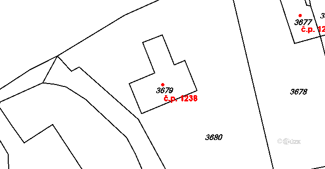 Pod Bezručovým vrchem 1238, Krnov na parcele st. 3679/1 v KÚ Krnov-Horní Předměstí, Katastrální mapa
