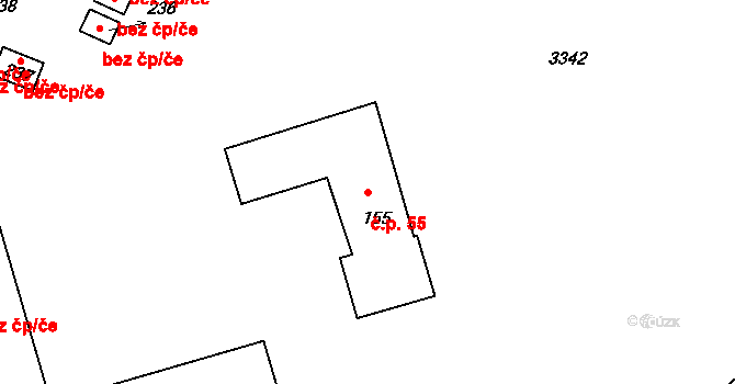 Číměř 55 na parcele st. 155 v KÚ Číměř, Katastrální mapa