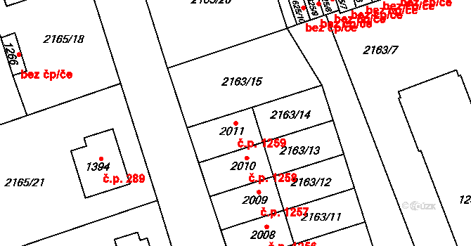 Lomnice nad Popelkou 1259 na parcele st. 2011 v KÚ Lomnice nad Popelkou, Katastrální mapa