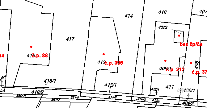 Lutyně 396, Orlová na parcele st. 413 v KÚ Horní Lutyně, Katastrální mapa