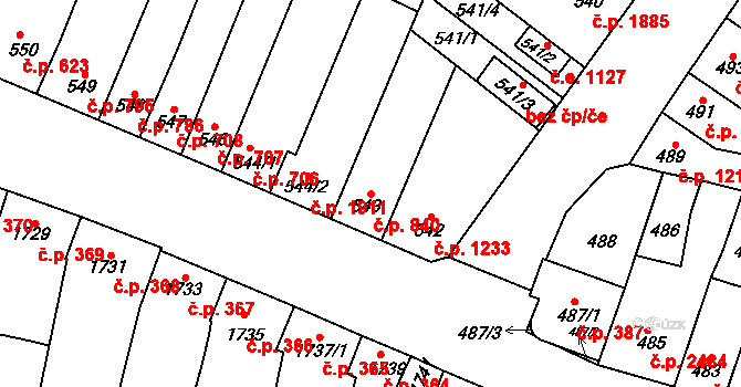 Líšeň 840, Brno na parcele st. 543 v KÚ Líšeň, Katastrální mapa