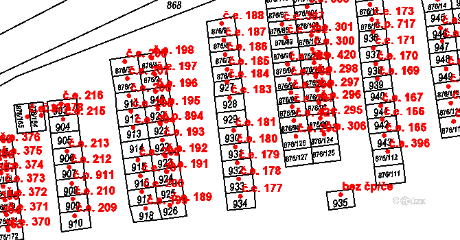 Postoloprty 182 na parcele st. 929 v KÚ Postoloprty, Katastrální mapa
