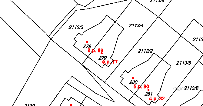 Světví 77, Horní Stropnice na parcele st. 279 v KÚ Horní Stropnice, Katastrální mapa