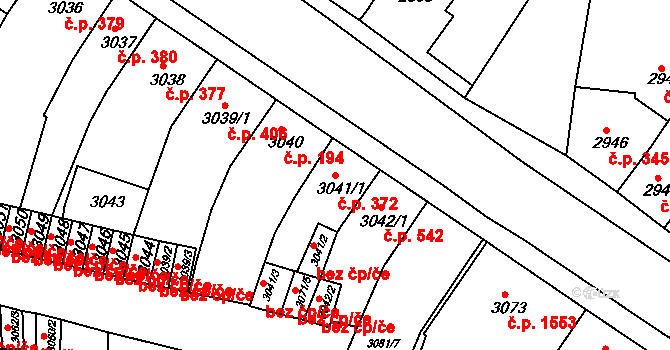 Sokolov 372 na parcele st. 3041/1 v KÚ Sokolov, Katastrální mapa