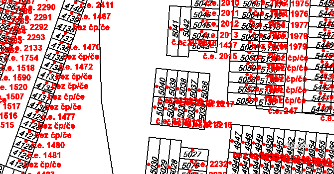 Cheb 2220 na parcele st. 5039 v KÚ Cheb, Katastrální mapa