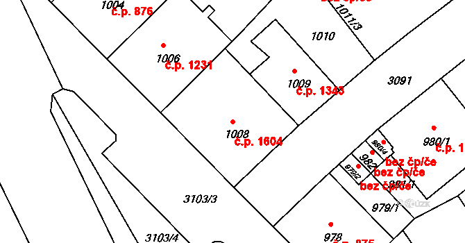 Nusle 1604, Praha na parcele st. 1008 v KÚ Nusle, Katastrální mapa