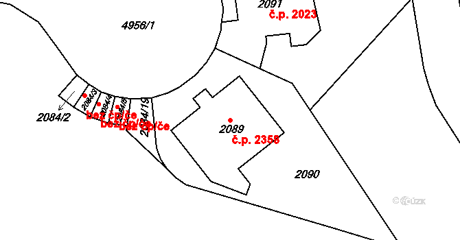Smíchov 2358, Praha na parcele st. 2089 v KÚ Smíchov, Katastrální mapa