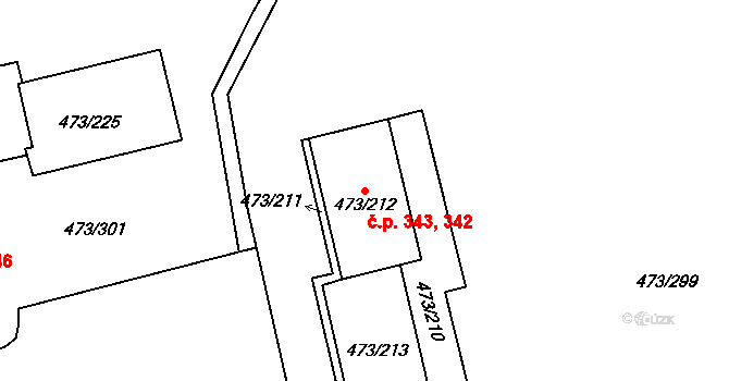 Veleslavín 342,343, Praha na parcele st. 473/212 v KÚ Veleslavín, Katastrální mapa