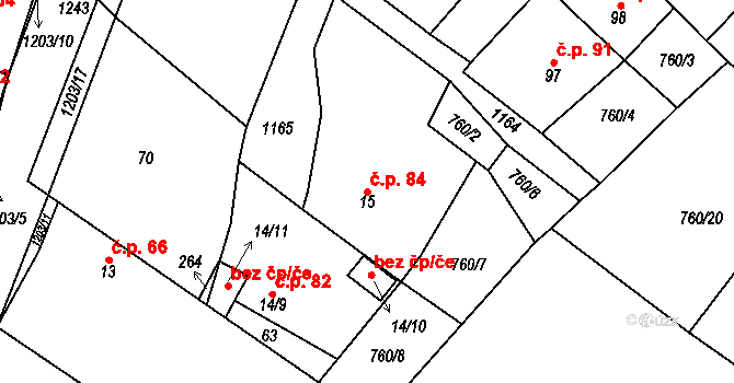Bukovno 84 na parcele st. 15 v KÚ Bukovno, Katastrální mapa