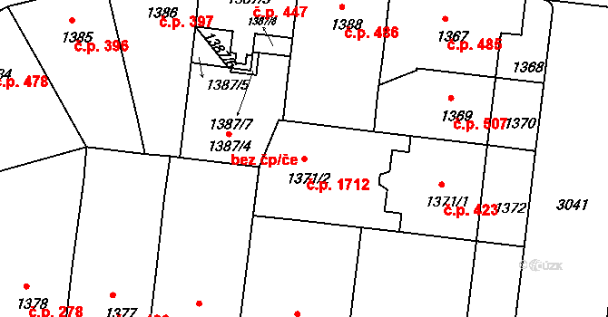 Nusle 1712, Praha na parcele st. 1371/2 v KÚ Nusle, Katastrální mapa