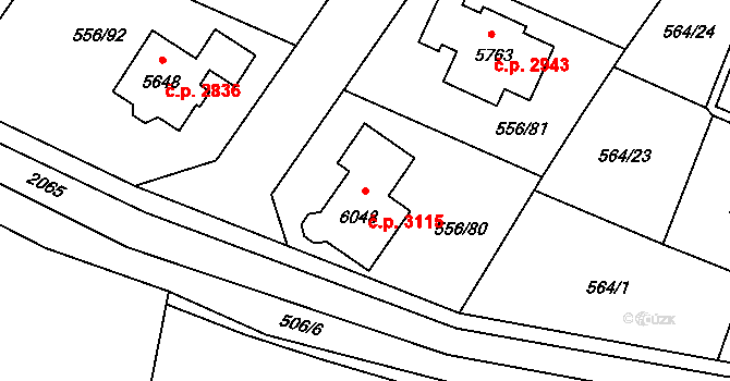 Šumperk 3115 na parcele st. 6048 v KÚ Šumperk, Katastrální mapa