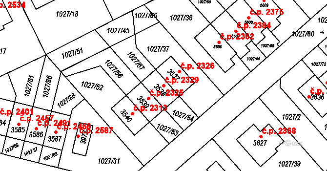 Říčany 2329 na parcele st. 3538 v KÚ Říčany u Prahy, Katastrální mapa