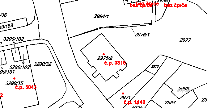 Frýdek 3316, Frýdek-Místek na parcele st. 2976/2 v KÚ Frýdek, Katastrální mapa