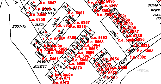 Kadaň 5865 na parcele st. 2639/5 v KÚ Kadaň, Katastrální mapa