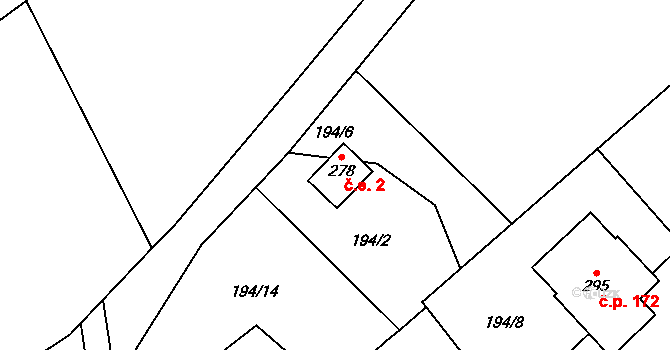 Svojetín 2 na parcele st. 278 v KÚ Svojetín, Katastrální mapa