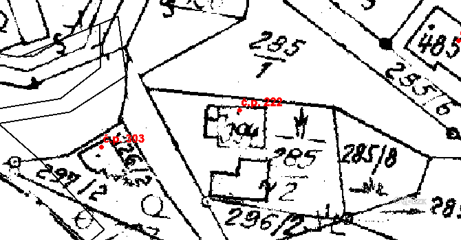 Kašava 222 na parcele st. 394 v KÚ Kašava, Katastrální mapa