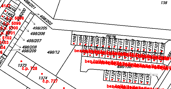 Znojmo 42617120 na parcele st. 1095 v KÚ Přímětice, Katastrální mapa