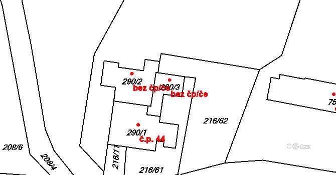 Třinec 43207120 na parcele st. 290/3 v KÚ Konská, Katastrální mapa