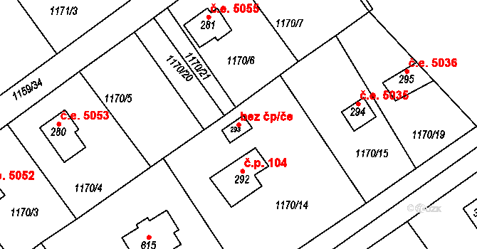 Černé Voděrady 43323120 na parcele st. 293 v KÚ Černé Voděrady, Katastrální mapa