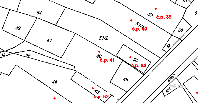Děhylov 41 na parcele st. 46 v KÚ Děhylov, Katastrální mapa