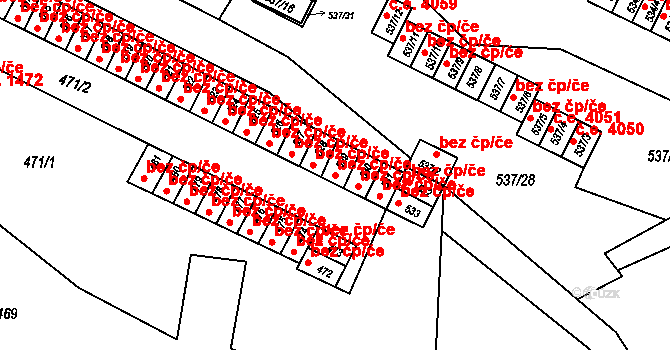 Ostrava 43960120 na parcele st. 529 v KÚ Třebovice ve Slezsku, Katastrální mapa