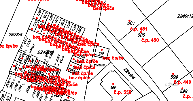 Bor 44046120 na parcele st. 656 v KÚ Bor u Tachova, Katastrální mapa