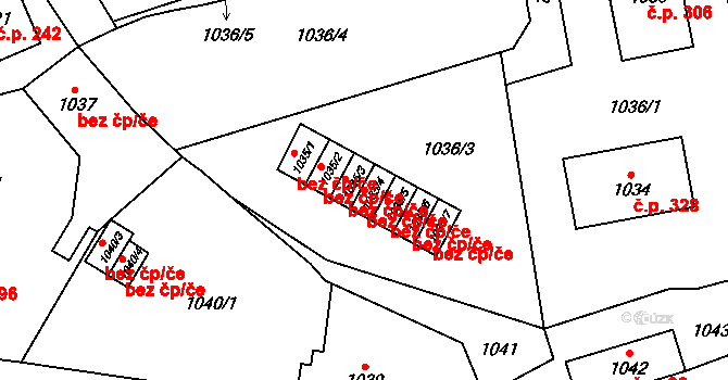 Doksy 45898120 na parcele st. 1035/4 v KÚ Doksy u Máchova jezera, Katastrální mapa