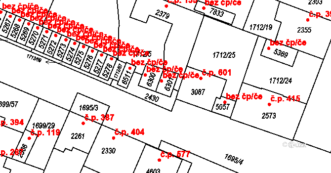 Třebíč 47796120 na parcele st. 6301 v KÚ Třebíč, Katastrální mapa