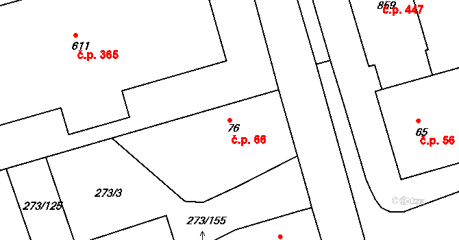 Třemošnice 66 na parcele st. 76 v KÚ Třemošnice nad Doubravou, Katastrální mapa