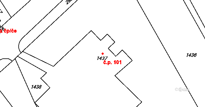Rapotín 101 na parcele st. 1437/1 v KÚ Rapotín, Katastrální mapa