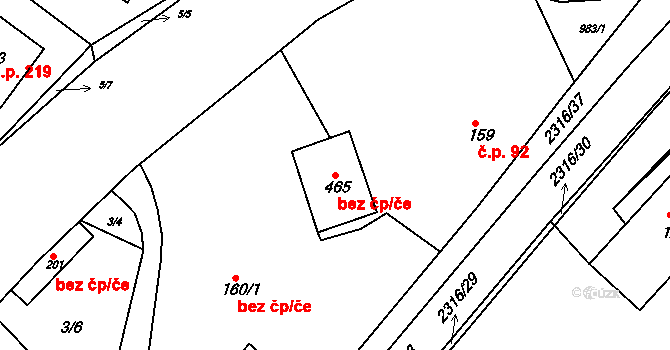 Poteč 78102120 na parcele st. 465 v KÚ Poteč, Katastrální mapa