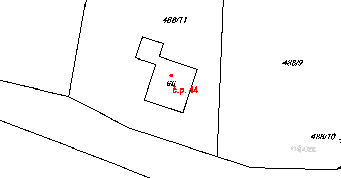 Chmelná 44 na parcele st. 66 v KÚ Chmelná u Vlašimi, Katastrální mapa