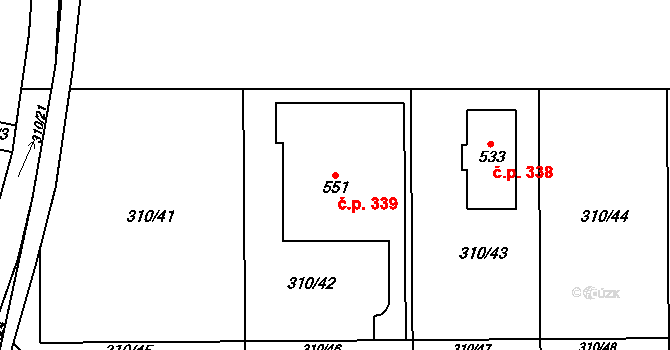 Malá Skalice 339, Česká Skalice na parcele st. 551 v KÚ Malá Skalice, Katastrální mapa