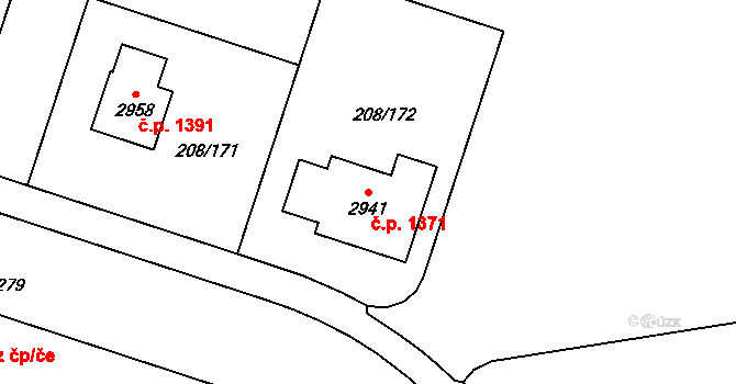 Přeštice 1371 na parcele st. 2941 v KÚ Přeštice, Katastrální mapa