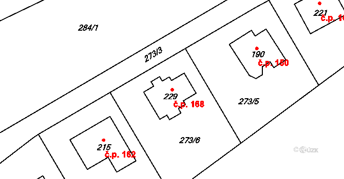 Stašov 168 na parcele st. 229 v KÚ Stašov u Zdic, Katastrální mapa
