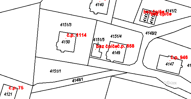 Smržovka 102339121 na parcele st. 4151/5 v KÚ Smržovka, Katastrální mapa
