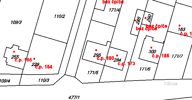 Žopy 180, Holešov na parcele st. 295 v KÚ Žopy, Katastrální mapa
