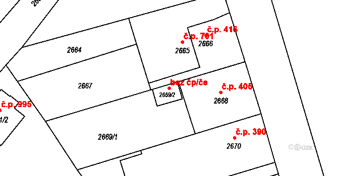 Vratimov 104396121 na parcele st. 2669/2 v KÚ Vratimov, Katastrální mapa