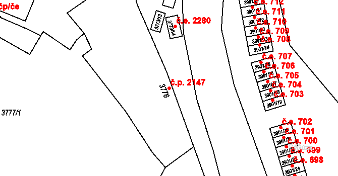 Znojmo 2147 na parcele st. 3776 v KÚ Znojmo-město, Katastrální mapa