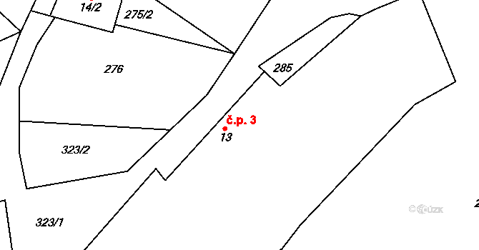 Chvalov 3, Červené Janovice na parcele st. 13 v KÚ Chvalov u Červených Janovic, Katastrální mapa