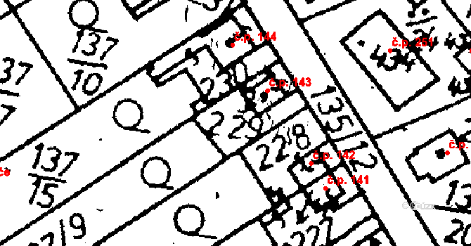 Kácov 143 na parcele st. 229 v KÚ Kácov, Katastrální mapa