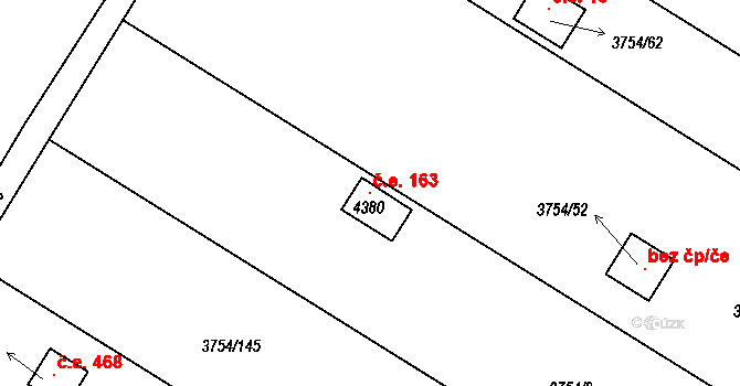 Roudnice nad Labem 163 na parcele st. 4380 v KÚ Roudnice nad Labem, Katastrální mapa