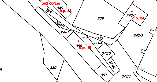 Lukášov 15, Jablonec nad Nisou na parcele st. 355 v KÚ Lukášov, Katastrální mapa
