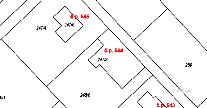 Bedihošť 544 na parcele st. 247/3 v KÚ Bedihošť, Katastrální mapa