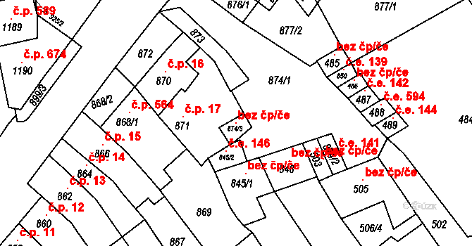 Šlapanice 121004121 na parcele st. 874/3 v KÚ Šlapanice u Brna, Katastrální mapa