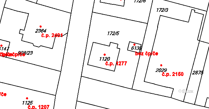 Jablonec nad Nisou 1277 na parcele st. 1120 v KÚ Jablonec nad Nisou, Katastrální mapa