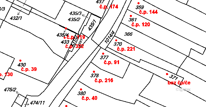 Milokošť 91, Veselí nad Moravou na parcele st. 377 v KÚ Milokošť, Katastrální mapa