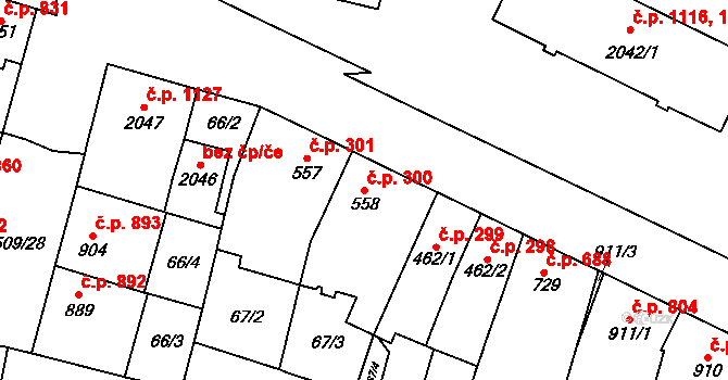 Kyjov 300 na parcele st. 558 v KÚ Kyjov, Katastrální mapa