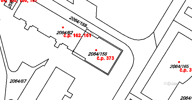 Brňany 373, Vyškov na parcele st. 2064/158 v KÚ Vyškov, Katastrální mapa
